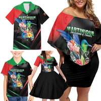 Personalized Martinique Family Matching Off Shoulder Short Dress and Hawaiian Shirt The Island Of Flowers
