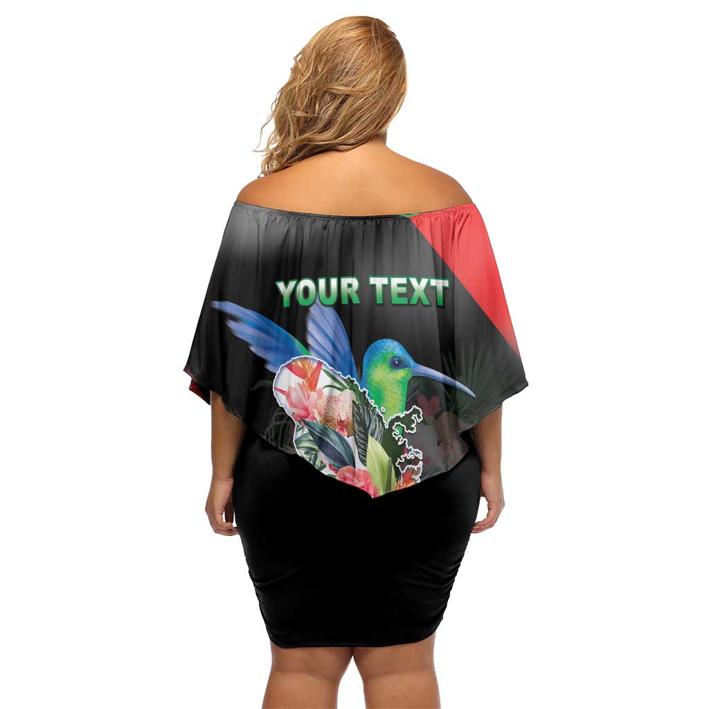 Personalized Martinique Family Matching Off Shoulder Short Dress and Hawaiian Shirt The Island Of Flowers