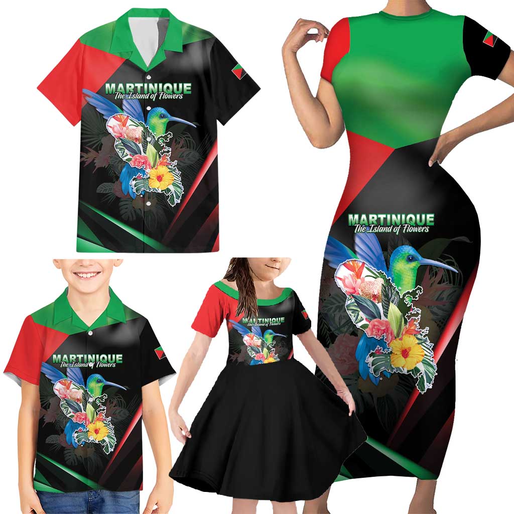 Personalized Martinique Family Matching Short Sleeve Bodycon Dress and Hawaiian Shirt The Island Of Flowers