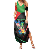 Personalized Martinique Family Matching Summer Maxi Dress and Hawaiian Shirt The Island Of Flowers