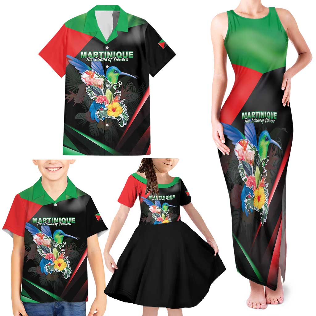 Personalized Martinique Family Matching Tank Maxi Dress and Hawaiian Shirt The Island Of Flowers
