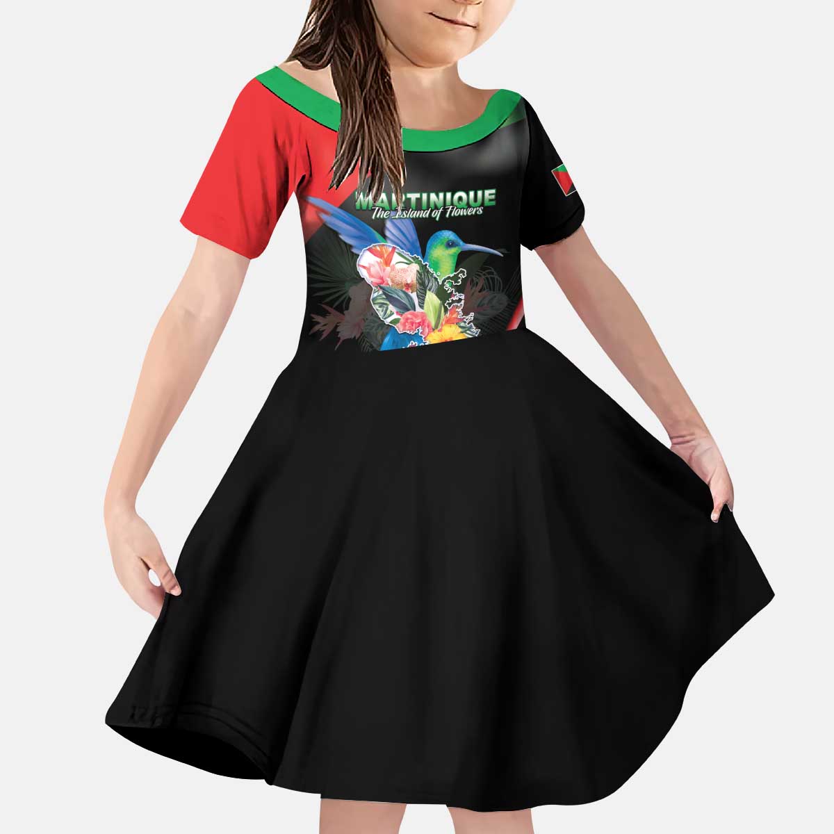 Personalized Martinique Kid Short Sleeve Dress The Island Of Flowers