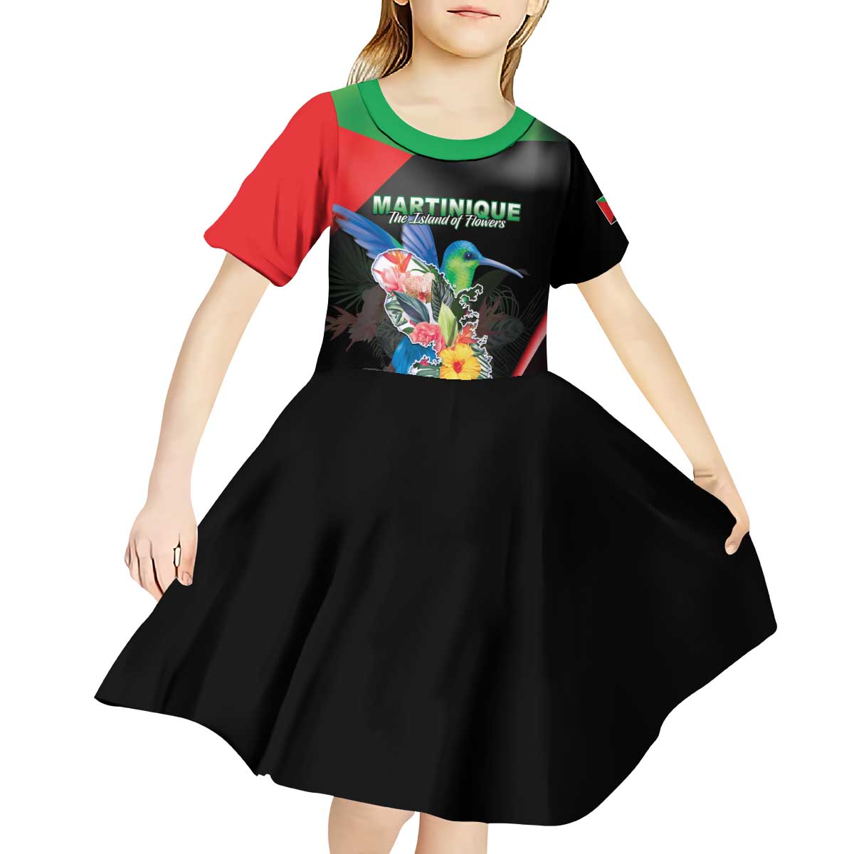 Personalized Martinique Kid Short Sleeve Dress The Island Of Flowers
