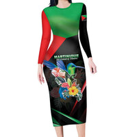 Personalized Martinique Long Sleeve Bodycon Dress The Island Of Flowers