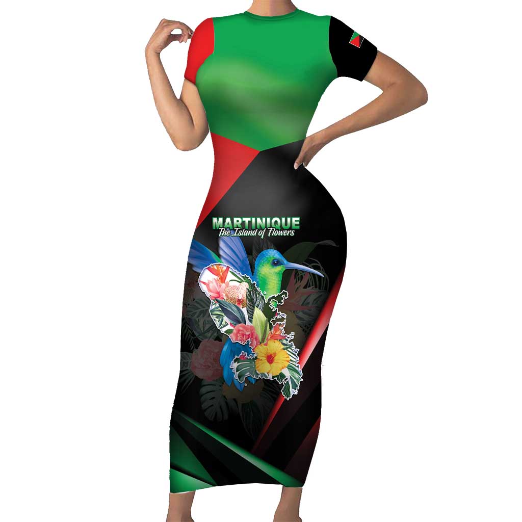 Personalized Martinique Short Sleeve Bodycon Dress The Island Of Flowers