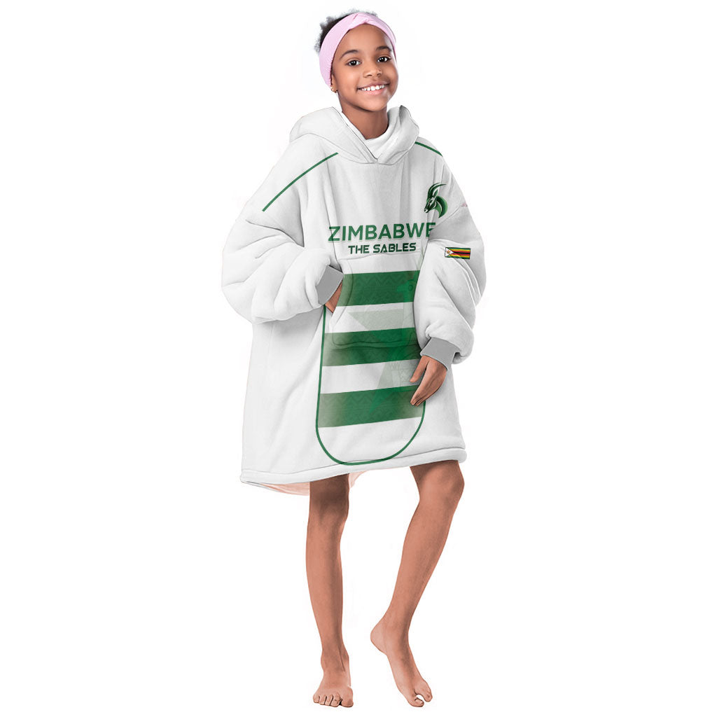 Custom Zimbabwe Sables Rugby Kid Wearable Blanket Hoodie Sporty Style