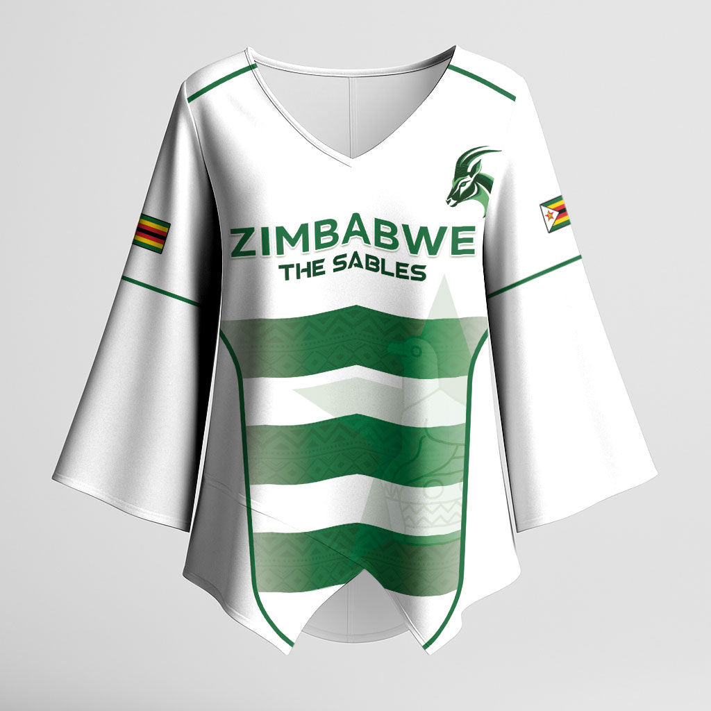 Custom Zimbabwe Sables Rugby Kimono Sleeve Blouse Sporty Style