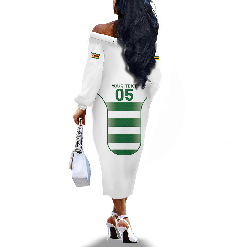 Custom Zimbabwe Sables Rugby Off The Shoulder Long Sleeve Dress Sporty Style