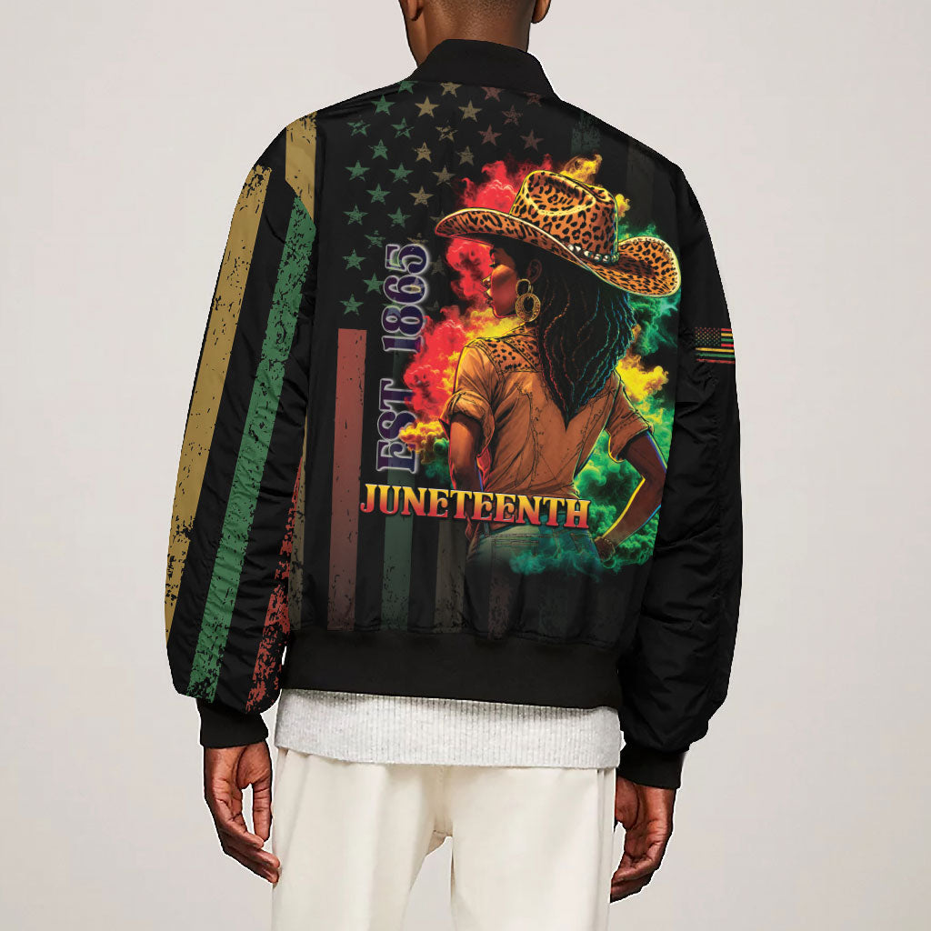 Steppin' into Juneteenth 1865 Bomber Jacket Melanin Cowgirl Grunge Style