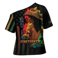 Steppin' into Juneteenth 1865 Cross Shoulder Shirt Melanin Cowgirl Grunge Style
