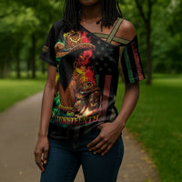 Steppin' into Juneteenth 1865 Cross Shoulder Shirt Melanin Cowgirl Grunge Style