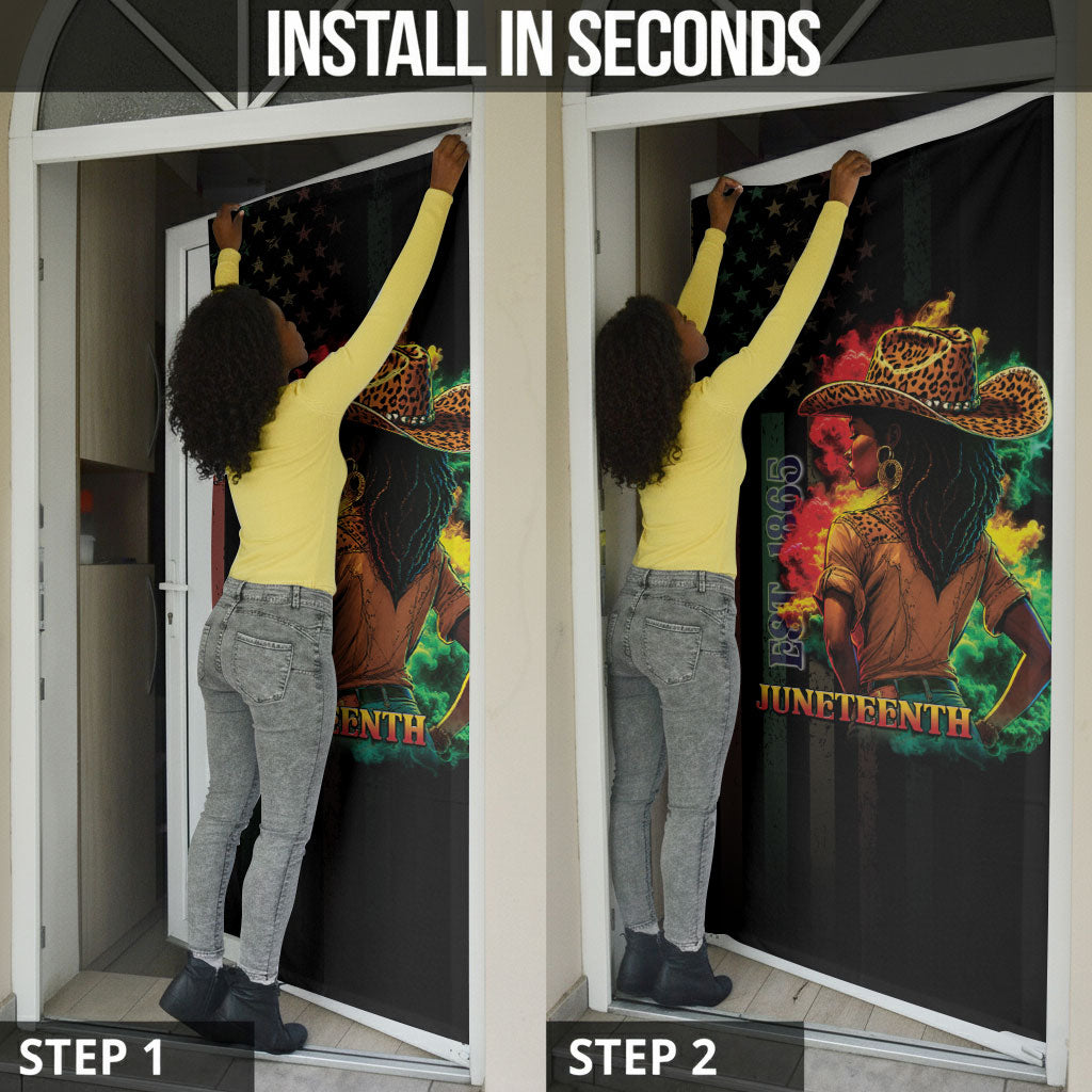 Steppin' into Juneteenth 1865 Door Cover Melanin Cowgirl Grunge Style