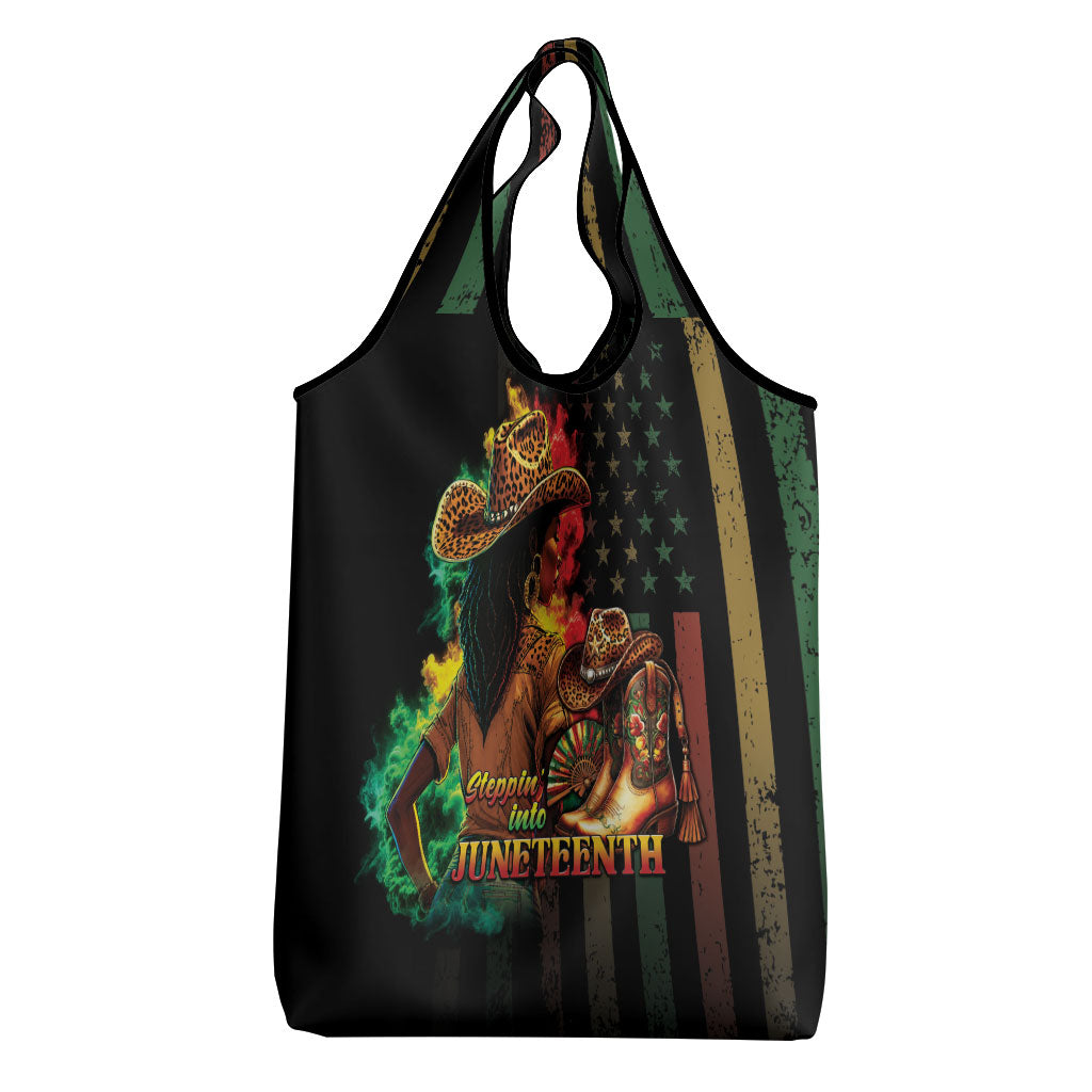 Steppin' into Juneteenth 1865 Grocery Bag Melanin Cowgirl Grunge Style