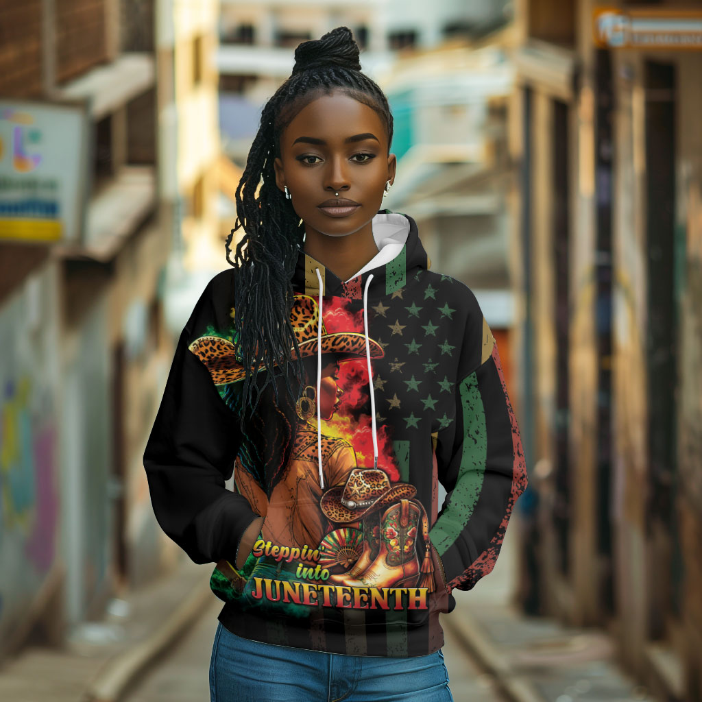 Steppin' into Juneteenth 1865 Hoodie Melanin Cowgirl Grunge Style