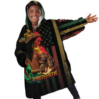 Steppin' into Juneteenth 1865 Kid Wearable Blanket Hoodie Melanin Cowgirl Grunge Style