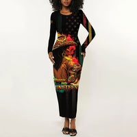 Steppin' into Juneteenth 1865 Long Sleeve Bodycon Dress Melanin Cowgirl Grunge Style