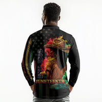 Steppin' into Juneteenth 1865 Long Sleeve Polo Shirt Melanin Cowgirl Grunge Style