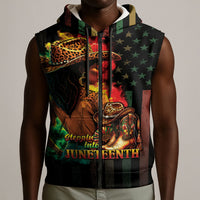 Steppin' into Juneteenth 1865 Sleeveless Zip Hoodie Melanin Cowgirl Grunge Style