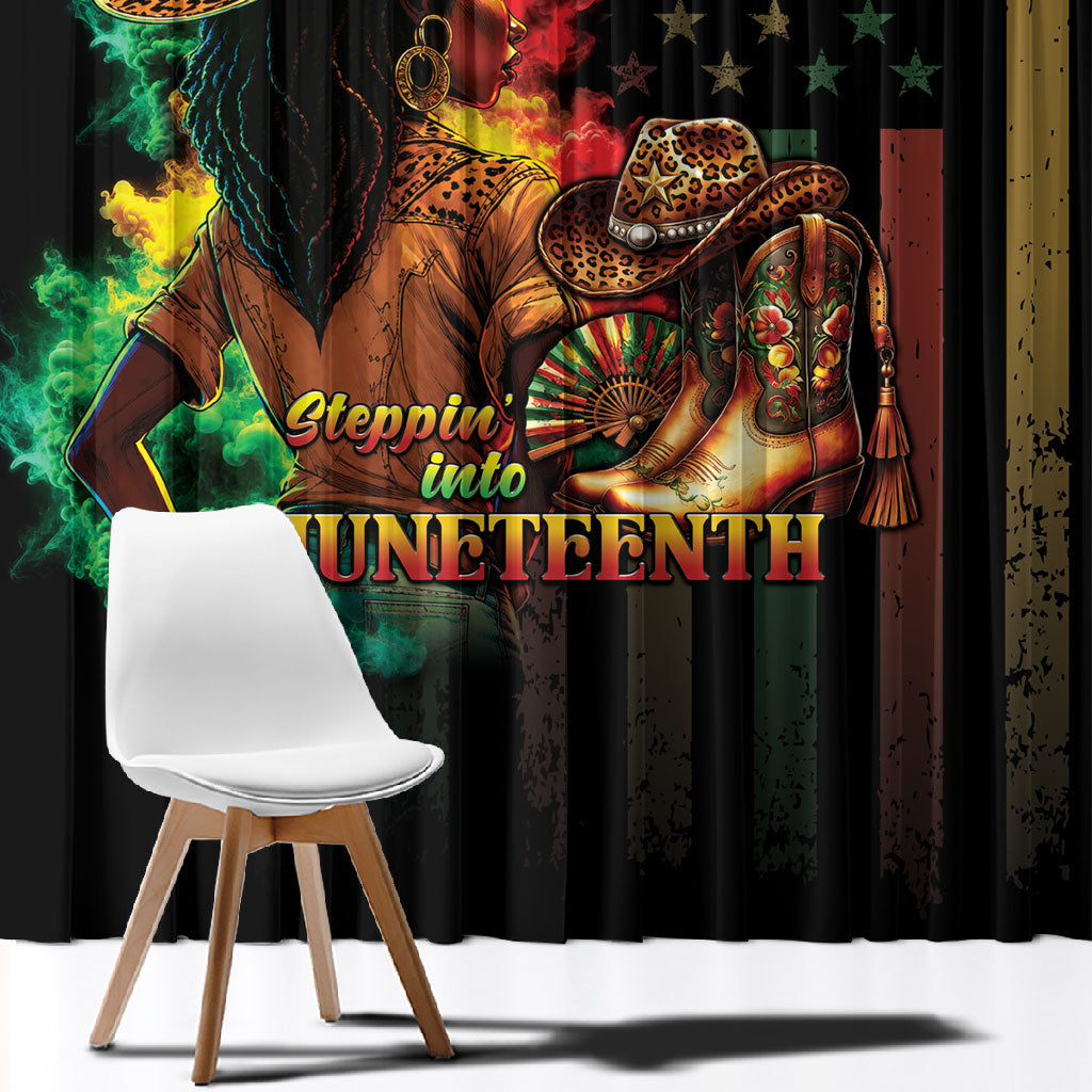 Steppin' into Juneteenth 1865 Window Curtain Melanin Cowgirl Grunge Style