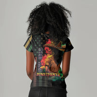 Steppin' into Juneteenth 1865 Women V-Neck T-Shirt Melanin Cowgirl Grunge Style