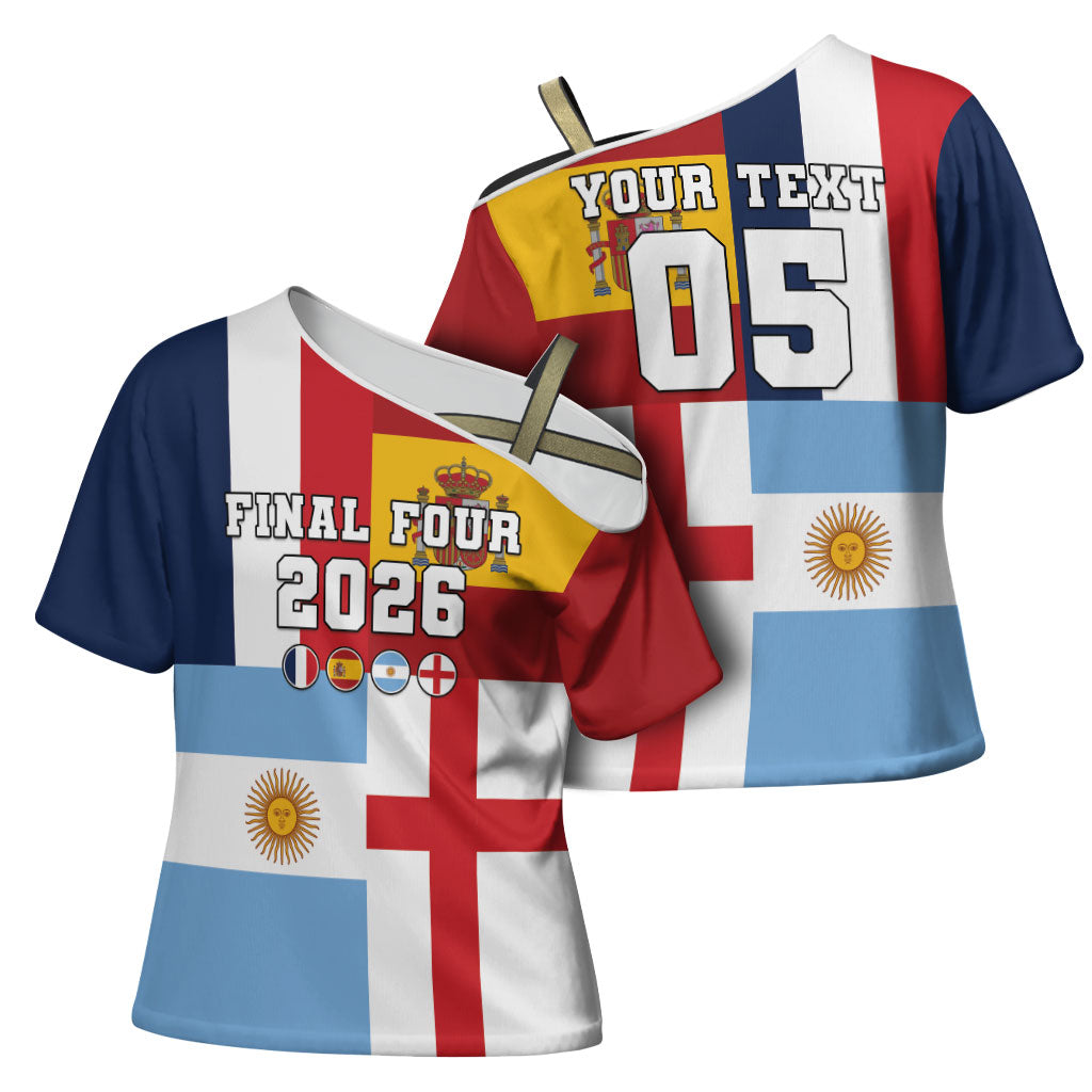 Custom World Football 2026 Final Four Cross Shoulder Shirt One Field One Dream