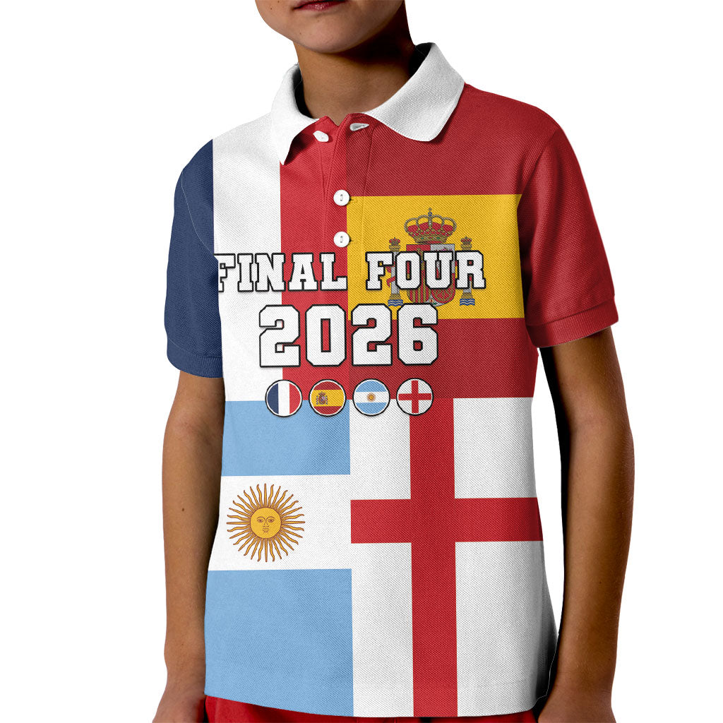 Custom World Football 2026 Final Four Kid Polo Shirt One Field One Dream