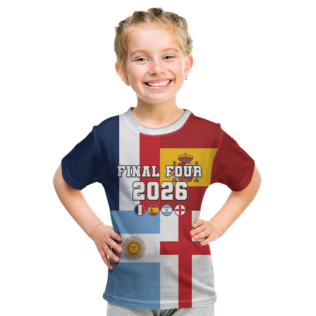 Custom World Football 2026 Final Four Kid T Shirt One Field One Dream