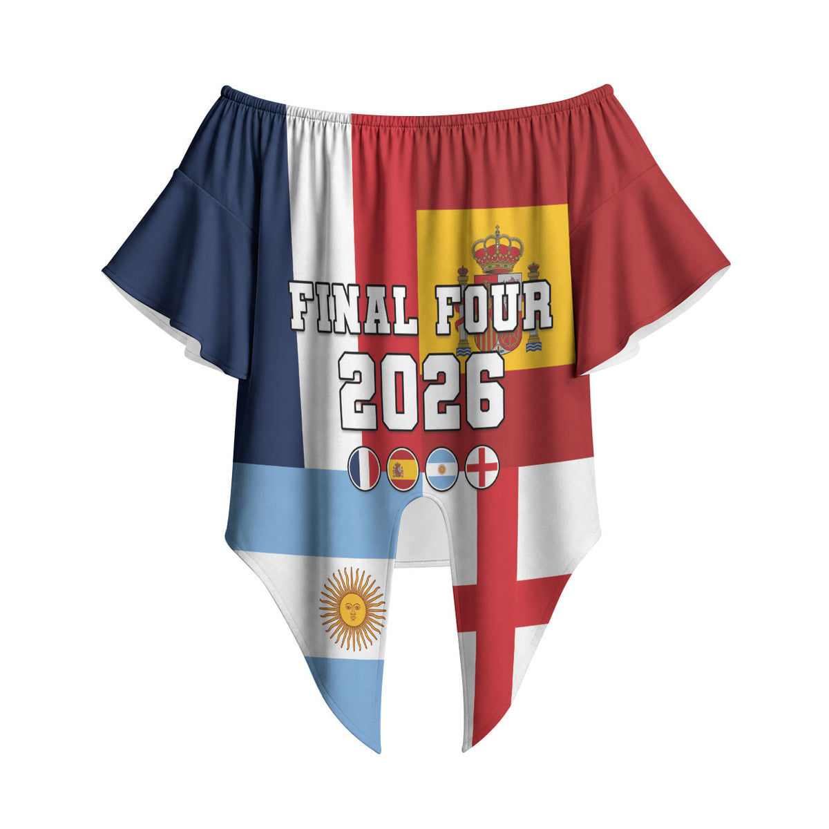 Custom World Football 2026 Final Four Off Shoulder Wrap Waist Top One Field One Dream