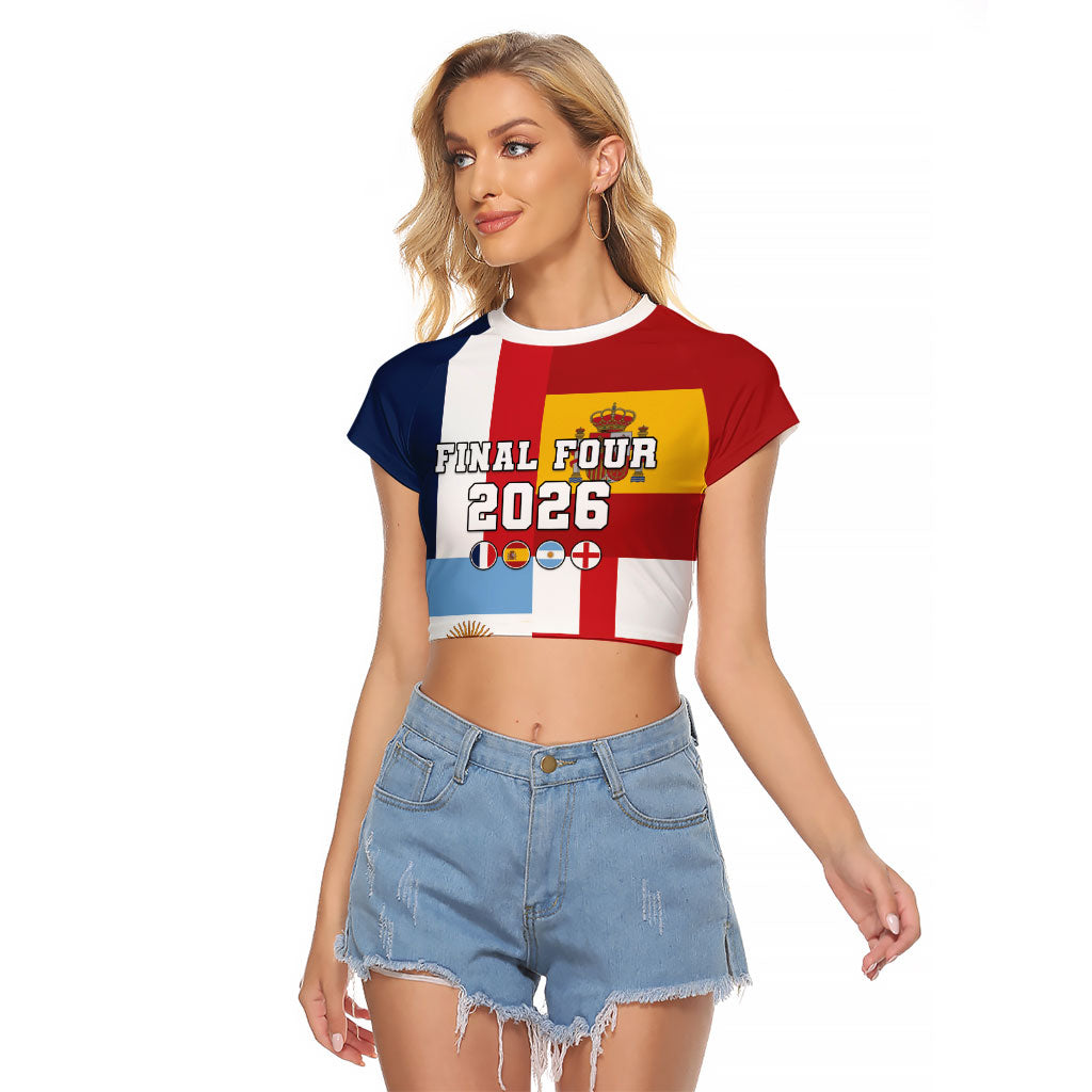 Custom World Football 2026 Final Four Raglan Cropped T Shirt One Field One Dream