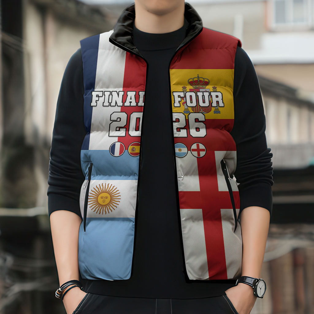 Custom World Football 2026 Final Four Sleeveless Puffer Jacket One Field One Dream