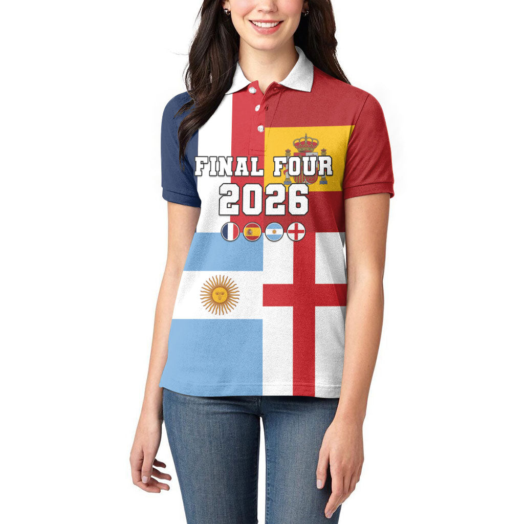 Custom World Football 2026 Final Four Women Polo Shirt One Field One Dream