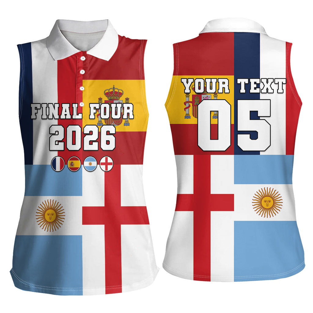 Custom World Football 2026 Final Four Women Sleeveless Polo Shirt One Field One Dream