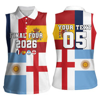 Custom World Football 2026 Final Four Women Sleeveless Polo Shirt One Field One Dream