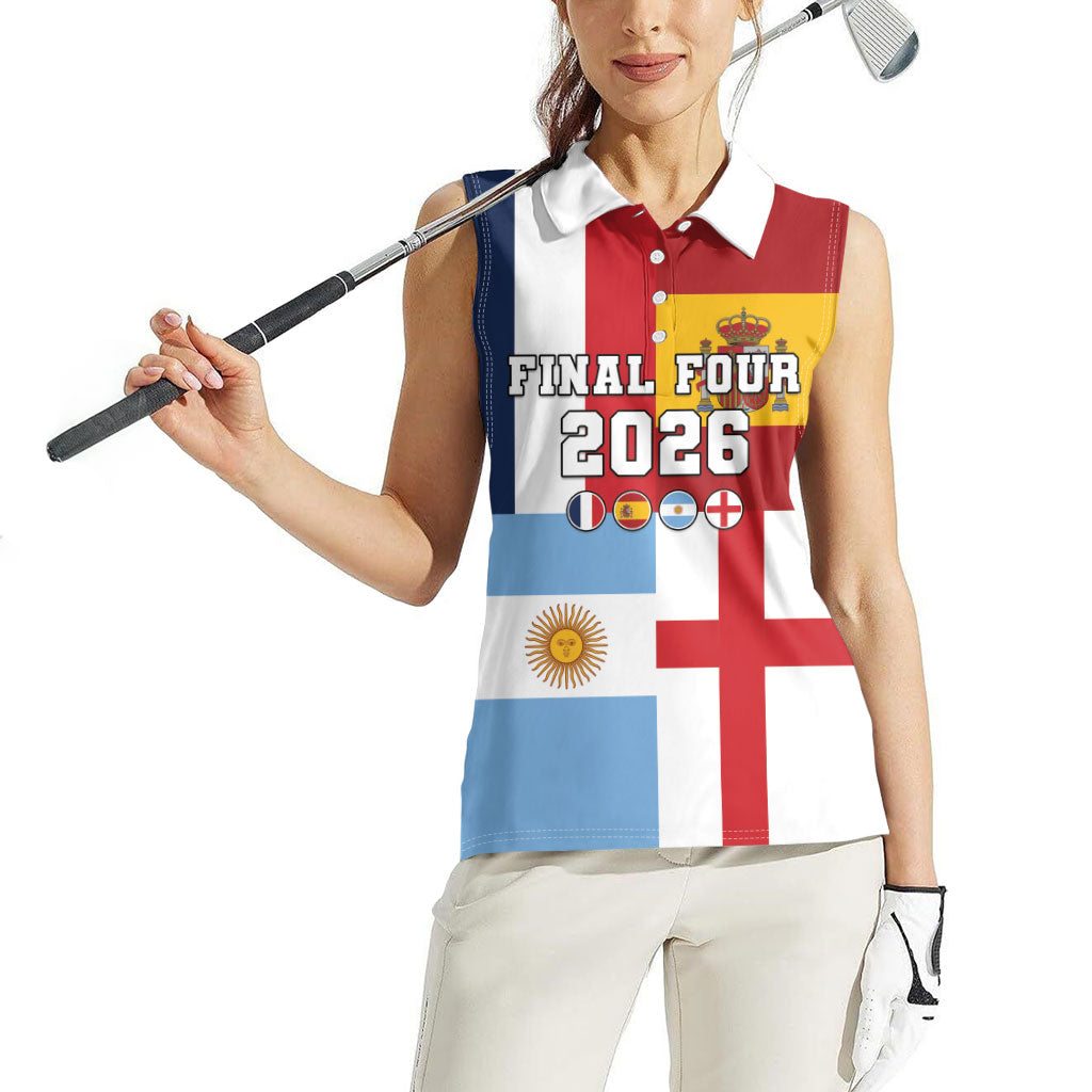 Custom World Football 2026 Final Four Women Sleeveless Polo Shirt One Field One Dream