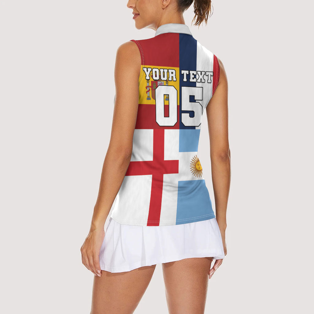 Custom World Football 2026 Final Four Women Sleeveless Polo Shirt One Field One Dream