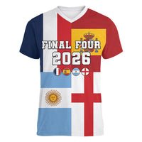 Custom World Football 2026 Final Four Women V-Neck T-Shirt One Field One Dream