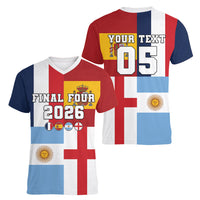 Custom World Football 2026 Final Four Women V-Neck T-Shirt One Field One Dream