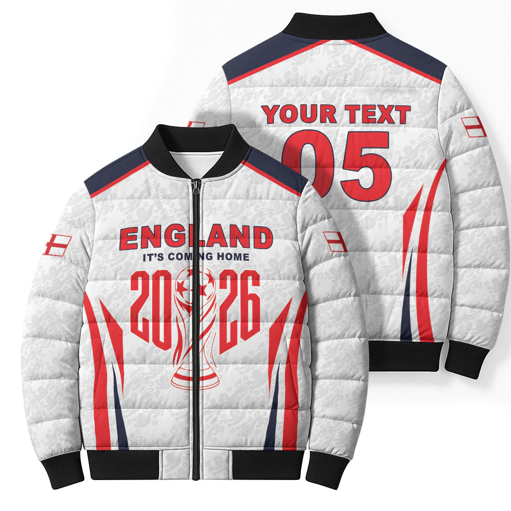 Custom World Football 2026 England Bomber Puffer Jacket Come On England