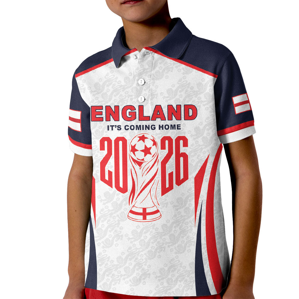 Custom World Football 2026 England Kid Polo Shirt Come On England