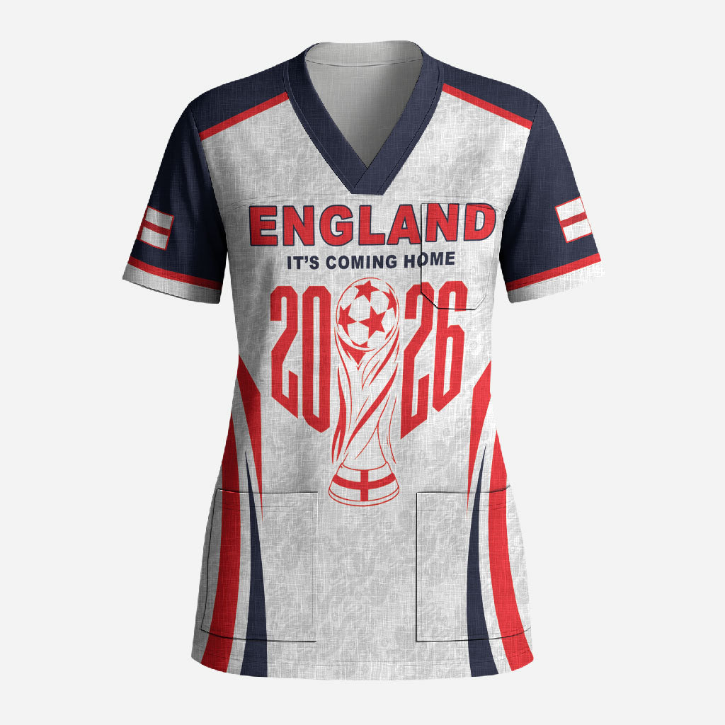 Custom World Football 2026 England Scrub Top Come On England