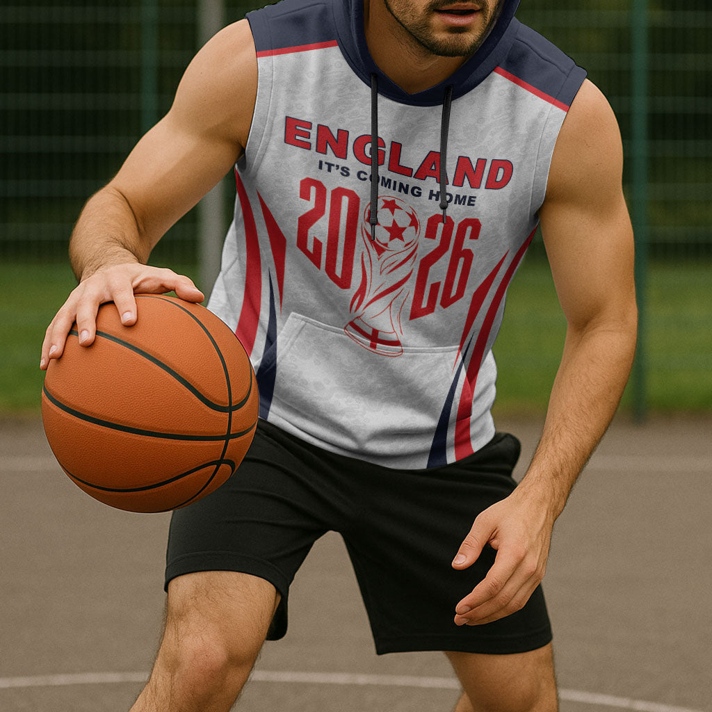 Custom World Football 2026 England Sleeveless Hoodie Come On England