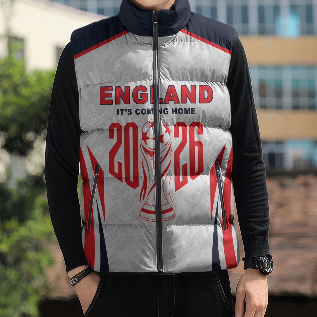 Custom World Football 2026 England Sleeveless Puffer Jacket Come On England
