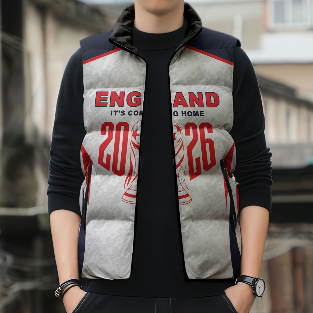 Custom World Football 2026 England Sleeveless Puffer Jacket Come On England