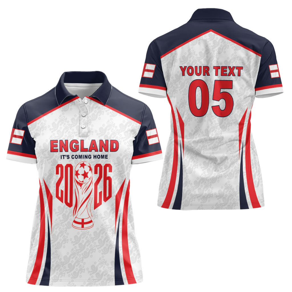 Custom World Football 2026 England Women Polo Shirt Come On England