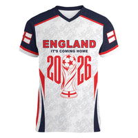 Custom World Football 2026 England Women V-Neck T-Shirt Come On England