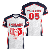 Custom World Football 2026 England Women V-Neck T-Shirt Come On England