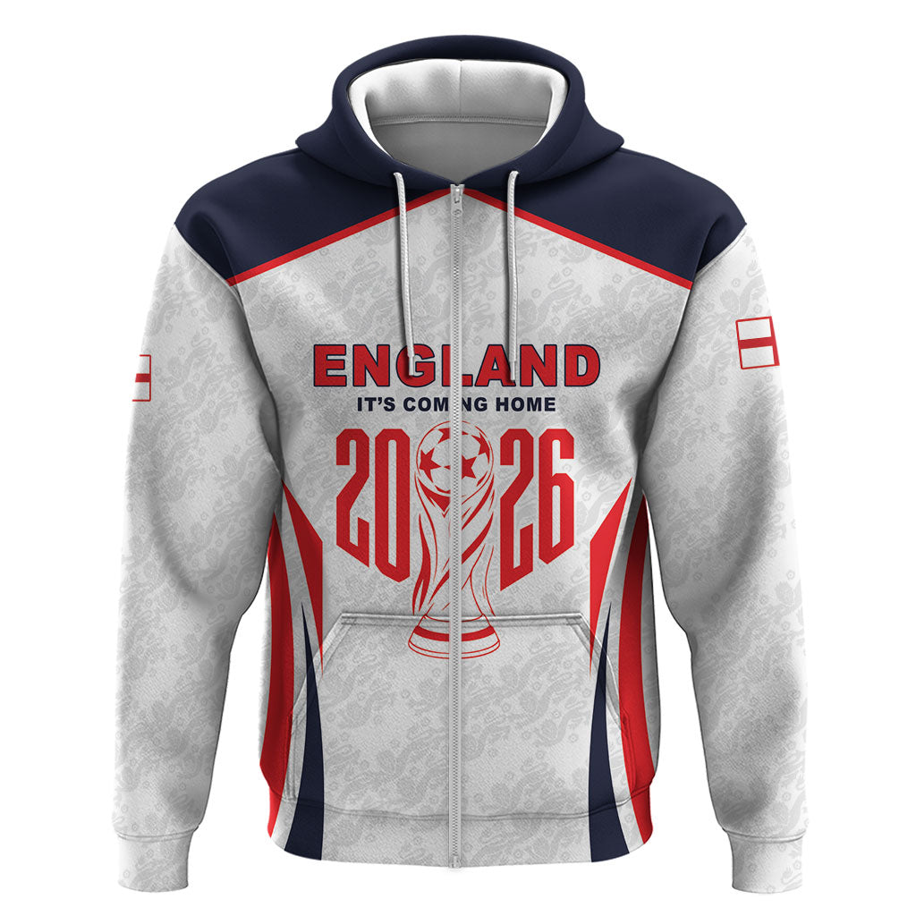 Custom World Football 2026 England Zip Hoodie Come On England