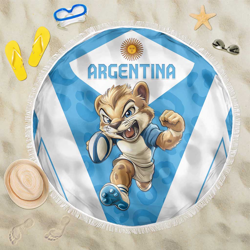 Argentina Rugby 2024 Beach Blanket Go Los Pumas Leopard Pattern LT05 - Wonder Print Shop