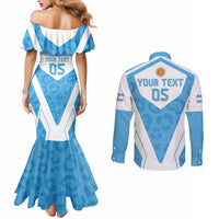 Custom Argentina Rugby 2024 Couples Matching Mermaid Dress and Long Sleeve Button Shirt Go Los Pumas Leopard Pattern