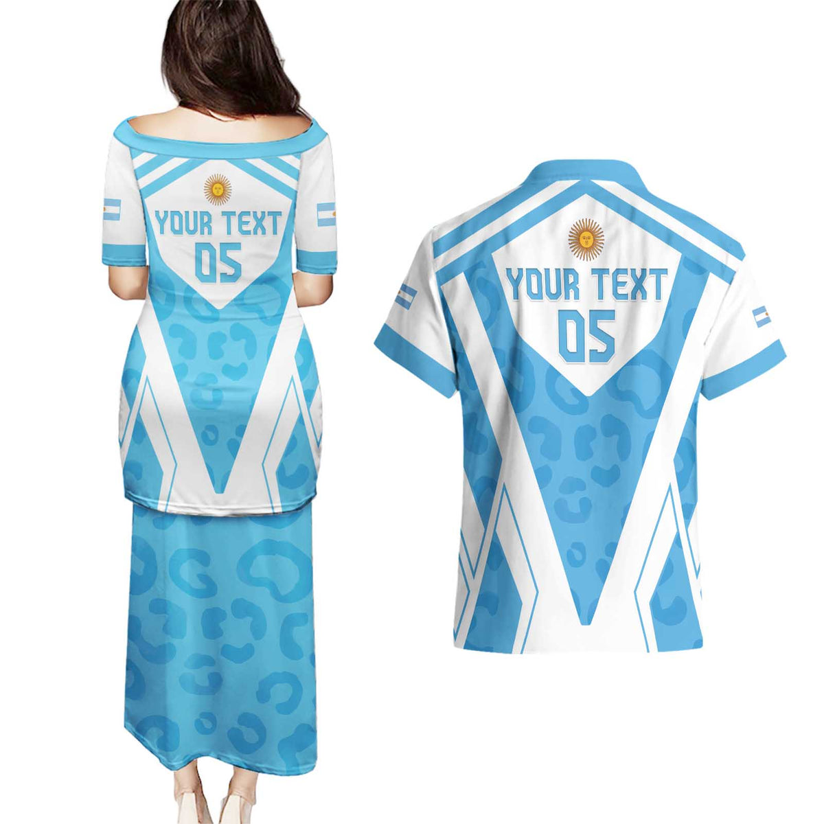 Custom Argentina Rugby 2024 Couples Matching Puletasi and Hawaiian Shirt Go Los Pumas Leopard Pattern LT05 - Wonder Print Shop